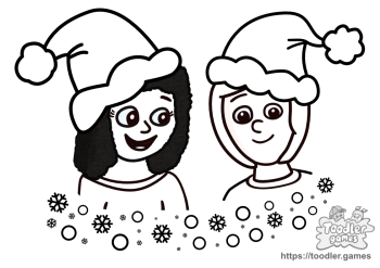 Christmas girls santa hat coloring