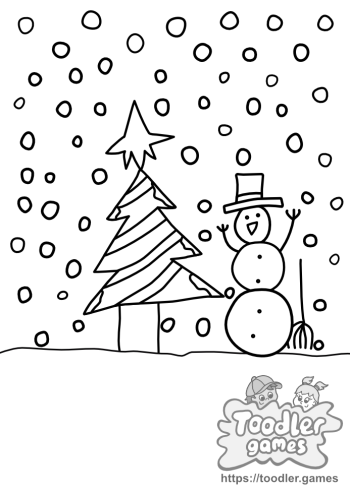 Christmas tree snowman coloring