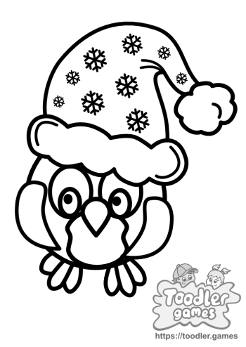 Christmas owl hat santa coloring