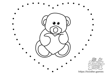 Valentine Bear dot to dot worksheet