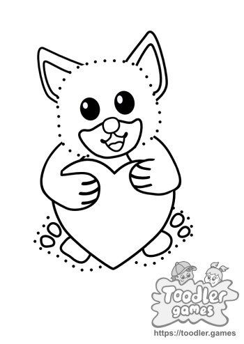 Dot to Dot Valentine Worksheet Kitten