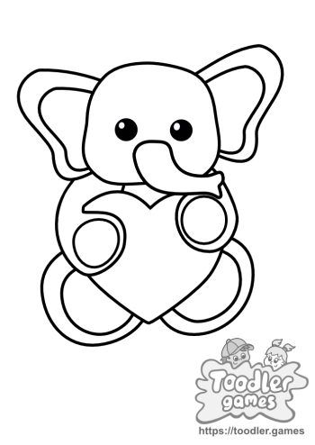 Valentine Elephant Coloring